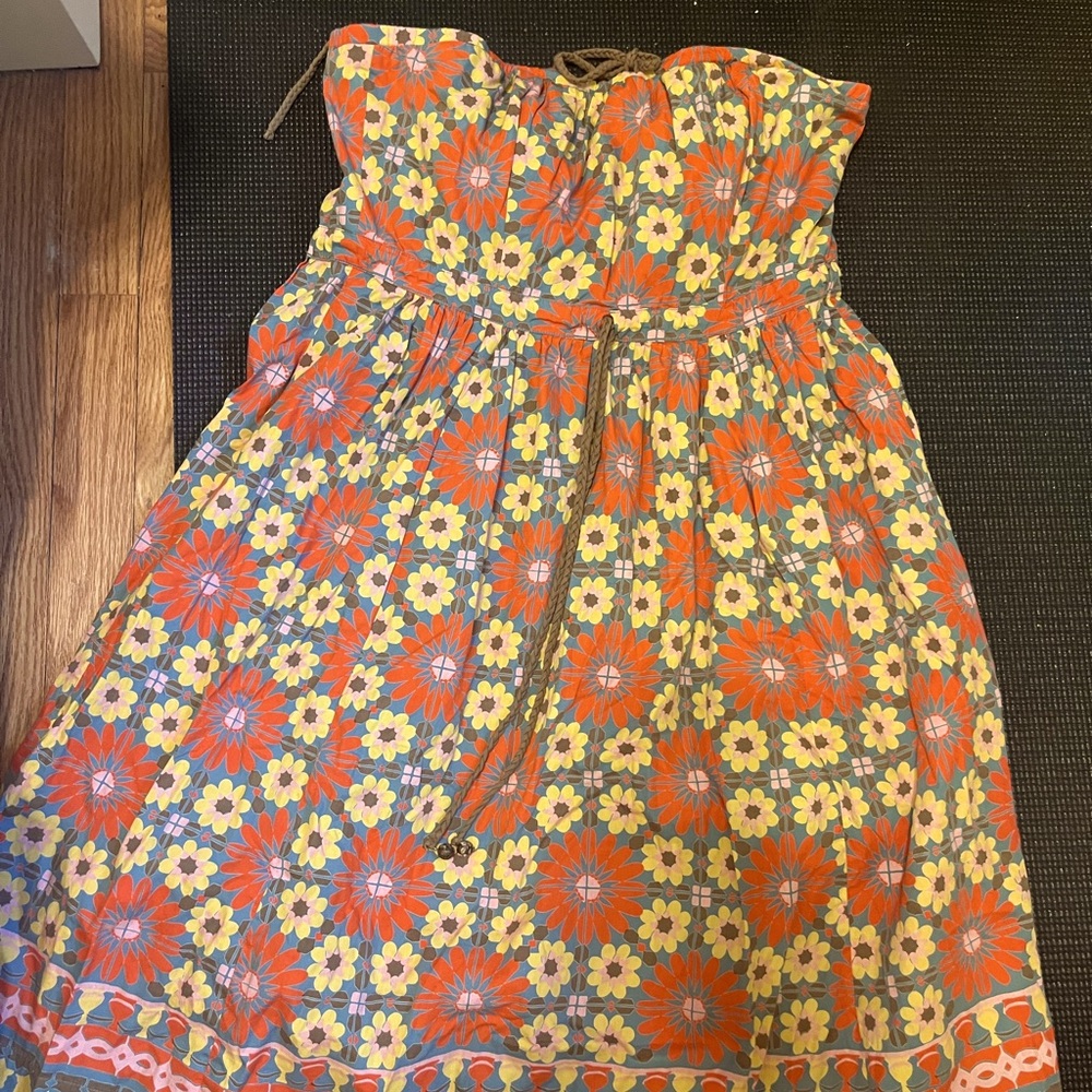 Strapless colorful floral dress